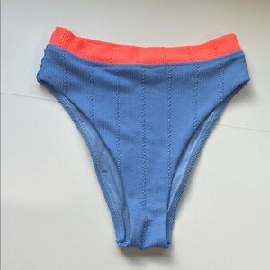 Aerie Blue and Orange High-Waisted Bikini Bottom Small